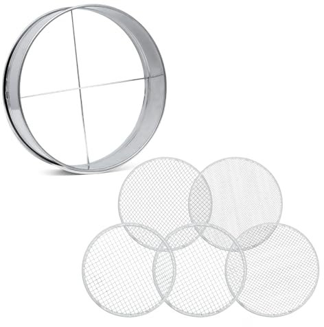Besto Garden Sieve for Soil and Stones-Stainless Steel Soil Sifter with 5 Interchangeable Mesh Inserts (3mm, 5mm, 8mm, 10mm, 12mm) – Heavy Duty Garden Compost Tool for Sand, Gravel, Litter