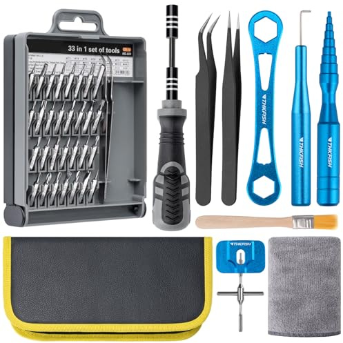 THKFISH Fishing Reel Maintenance Kit, Reel Repair Tool Kit, Fishing Reel Cleaning Set with Spool Pin Remover and 28 in 1 Screwdriver or 38 in 1 Electric Screwdriver
