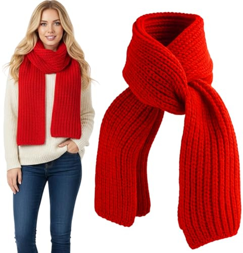 RQcMid Schal Damen, Roter Schal, Schal Damen Herbst, Schal Rot Damen, Rot Schals Kuschelige Warme Winter Schals, Schal Damen, Schal Herren, Warm Herbst Winter Kuschelige Warme EinheitsgrößE