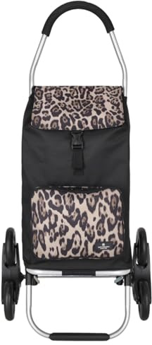 Kenorada Einkaufstrolley ER03 Daily Shopping Trolley | praktischer Einkaufstrolley | mit treppentauglichen Rollen | großes Hauptfach mit Kordelzug | einfache Montage (Leopard)
