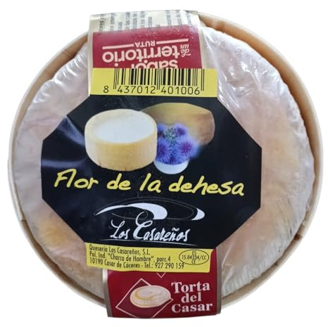 Torta del Casar D.O.P. Flor de la Dehesa 800 g Aprox. – Queso Extremeño de Oveja – Leche Cruda y Cuajo Vegetal – Textura Cremosa – Mejor Queso de España