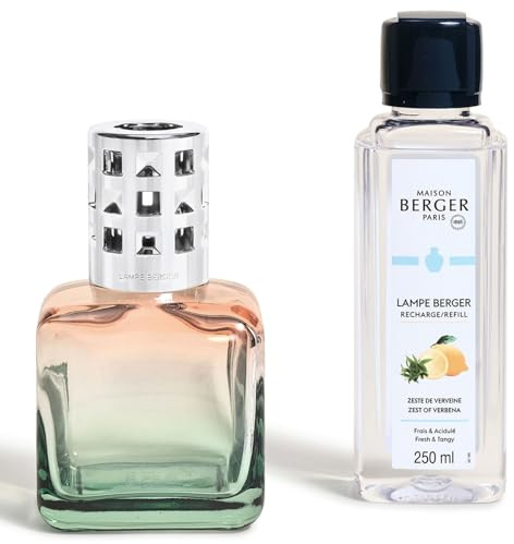 Maison Berger Geschenkset Eiswürfel – Raumduft-Diffuser 250 ml – entfernt Gerüche, reinigt die Luft, dekoratives Objekt für Zuhause oder Büro (Grüner Pfirsich – Eisenkrautschale)