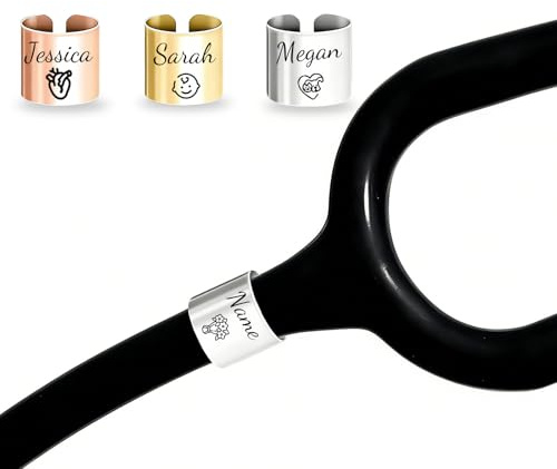 Stethoskop Namensschild Personalisiert, Stethoskop Anhänger mit Gravur, ID Tag Zubehör, Personalisiertes Geschenk für Krankenschwester, Arzt, Tierarzt, Namensschild für Stethoskop (Ringform)