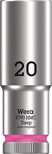 Wera 05004560001 8790 HMC Deep Steckschlüsseleinsatz 1/2, Leuchtpink, 20.0 mm