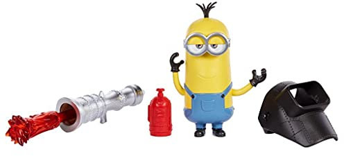 Minions GMD91 - ,,Minions: Auf der Suche nach dem Mini-Boss Kevin Actionfigur (10cm) Filmfigur-Spielzeug, per Knopfdruck aktivierter Flammenwerfer und Werkzeugen, Geschenk für Kinder ab 4 Jahren