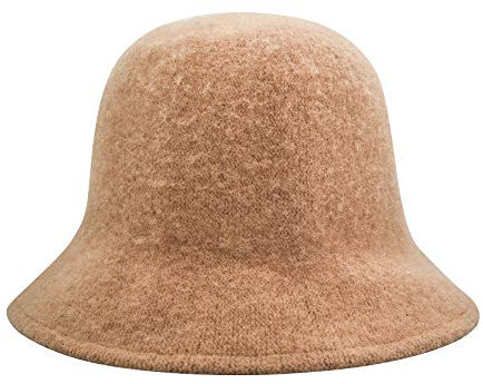 ZLYC Damen Winter Kuppel Wolle Fischerhüte England Stricken Warm Solide Fedora, Braun, Gr. Einheitsgröße