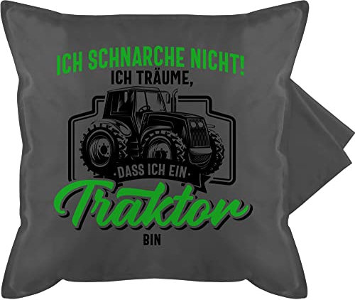 Kissenbezug - Traktoren - Kissen - Ich schnarche nicht ich träume dass ich ein Traktor bin schwarz bunt - 50 x 50 cm - Grau - traktorkissen trecker kissenhüllen landwirt schnarch motivkissen