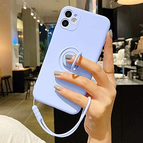 Pepmune for iPhone 12 mini Case Liquid Silicone with Ring Holder Kickstand Magnetic Car Mount Detachable Wrist Strap Shockproof Soft Protective Cover for iPhone 12 mini-Purple