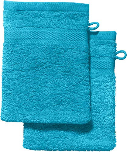 REDBEST Waschhandschuh 2er-Pack Chicago türkis Größe 15x21 cm - saugstark, strapazierfähig, ideal für Reisen, Sport (weitere Farben)