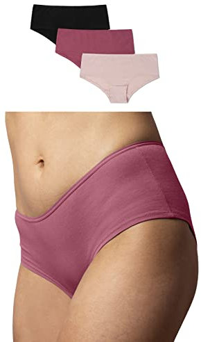 Snocks 3er Pack Hipster - Damen Baumwolle Panties - Push-Up Unterhose Damen Slip - Gr.M, Farbe Apricot/Grün/Schwarz