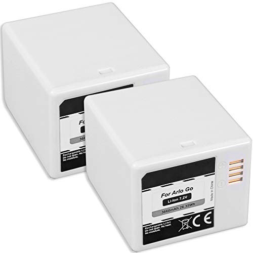 2X Akku kompatibel mit Arlo Go [Li-Ion - 3660mAh - 7.2V - ersetzt Original-Akku VMA4410]
