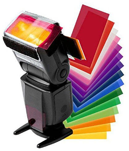 vhbw 12x Blitz-Farbfolien kompatibel mit Nikon Speedlight SB-500 Blitzgerät, Kamera - Farbfilterfolien Set inkl. Befestigung, Kunststoff