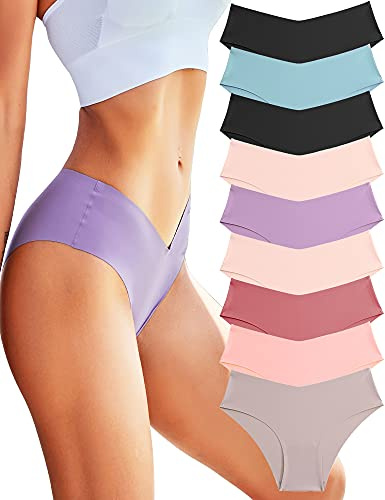 ROSYCORAL Women’s Seamless Bikini Panties Soft Stretch Invisibles Briefs No Show Hipster Underwear cheeky 9 pack XS-L (M)