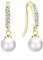 Philip Jones Gold Plated Pearl Drop Earrings Created with Zircondia® Crystals