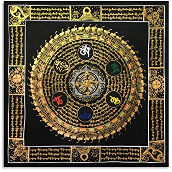 Traditionelles Mantra-Mandala mit verheißungsvollen Symbolen, Buddhismus, Religion, Meditationsposter, Leinwand, Kunstdruck, modernes Familienschlafzimmer, Dekorationsposter, 30 x 30 cm