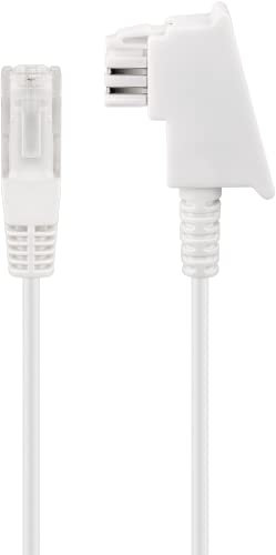 Goobay 60676 - Cavo router, cavo telefonico, cavo di collegamento per DSL/ADSL/VDSL, spina TAE-F su spina RJ45 (8P2C), bianco, 20 metri