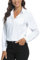 COUXILY Damen Blusen und Tops Dressy Casual Langarm Button Up Shirt Tops, weiß gestreift, Klein