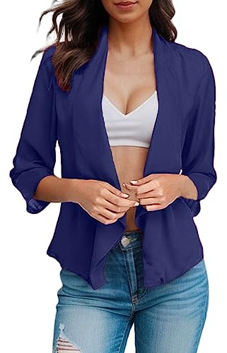 Kobilee Giacca Estiva Donna Argento Cipria Bolero Elegante Estivo Coprispalle Sposa Leggero Ponchetto Manica 3/4 Aperto Giacca Estiva Cardigan Cerimonia Oro
