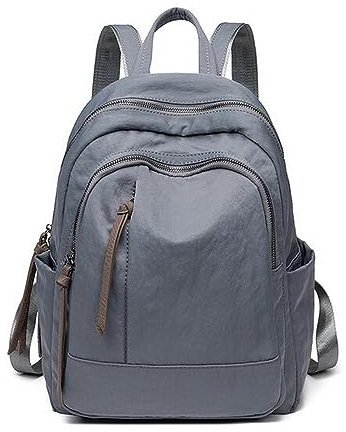 TEidea Schulrucksack Faltbarer Schulterrucksack Für Frauen, Reiserucksack Mit Großem Fassungsvermögen, Schultasche Aus Oxford-Stoff Für Mädchen-Morandi Gray-12 Zoll