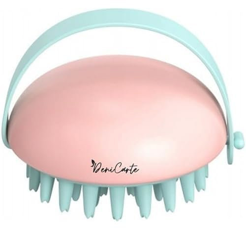 Deni Carte Cepillo de masaje de cuero cabelludo, masaje de cabeza, cepillo de champú de silicona, para pelar y estimular el crecimiento del cabello, masajeador de lavado de cabello