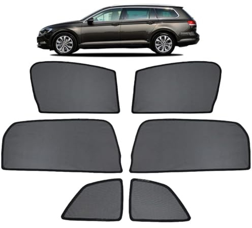 Sonnenschutz Auto Vorhang mit Magneten für Passat B8 Variant 2016-2022 UV Schutz Seitenscheiben Fenster Sonnenblende Sonnenschutz Zubehör Für Baby Schwarz,Front+Rear+Triangular-window-6PCS