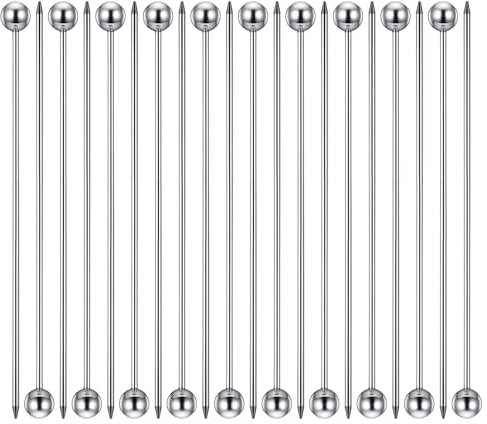 20 Stück Edelstahl Cocktailspieße, Wiederverwendbare Fruchtstäbchen-Zahnstocher Rührstäbchen Cocktail Pick für Cocktailspieße Party Sandwich Fingerfood Cocktail