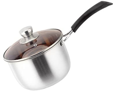 PHENOFICE Thick Wall Stockpot Long Handle Pot Glass Lid Steel Saucepan for Stovetop Induction Cookers