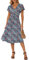 GRECERELLE Womens Summer Wrap Dress Ladies Casual Ruffle Short Sleeve V-Neck Floral Beach Dresses for Women (Navy Blue Coral, M)