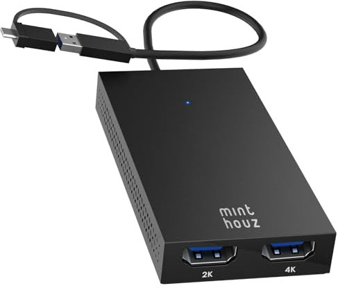Minthouz USB C to Dual HDMI Adapter, 4K@30Hz + 1080p@60Hz HDMI Splitter for Dual Monitors Support Dell HP Surface Lenovo, USB 3.0/USB C to HDMI Adapter for Windows and M1/M2/M3/M4 MacBook