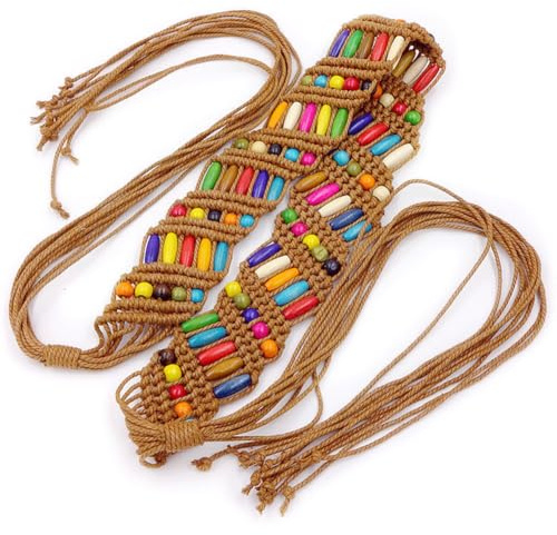 Ymxygz Cinturones De Estilo Retro para Mujer, Cuerda De Cera Trenzada, Cinturón De Cintura con Borlas, Adecuado para Vestido De Mujer