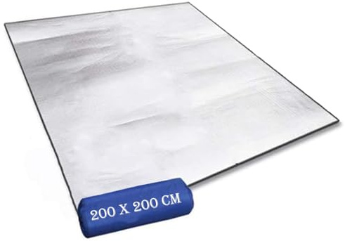 200×200 cm Alu Isomatte Schaummatten, Silber Isoliermatte Isolierdecke, Faltbare Zeltmatte Bodenmatte Thermomatte Schlafmatte für Camping und Yoga