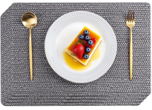 POLYTE Indoor/Outdoor Washable Woven Vinyl Table Dining Placemats, Set of 4