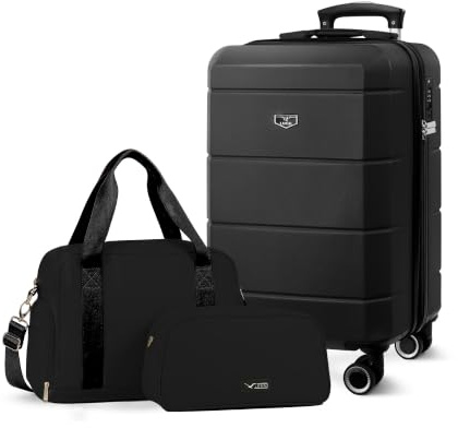 Lugg Jetset 3-Piece Travel Set – 55x35x23 cm Hard Shell Cabin Suitcase, Duffel Bag and Toiletry Bag for Lightweight Airline Hand Luggage and Weekend Travel