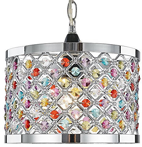 Happy Homewares Modern Sparkly Ceiling Pendant Light Shade with Multi-Coloured Beads