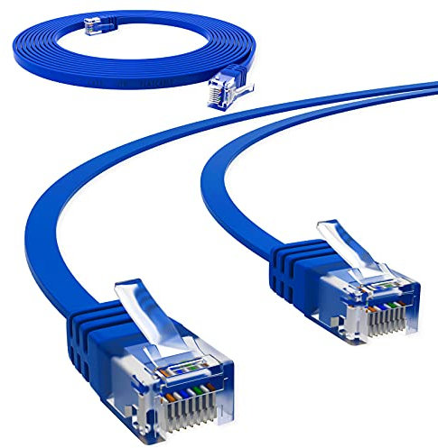 HB-DIGITAL 7,5m Netzwerkkabel LAN Flach Patchkabel mit RJ45 Stecker Kupfer PROFI Slim flexibel für Gigabit Ethernet kompatibel mit PC, Router, Switch, Modem, TV, Spiel Konsole Blau