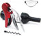 Kaycrown Professional Zinc Alloy Power Wine Opener Corkscrew Set with Foil Cutter Compact Vertical Lever Corkscrew Waiter Wine Opener Kit Bottle Opener, Red