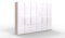 WIEMANN Loft Kleiderschrank, Schlafzimmerschrank, Gleittürenschrank, Drehtürenschrank, mit Schubladen, Glas weiß, Eiche-sägerau, Holz, B/H/T 300 x 216 x 58 cm