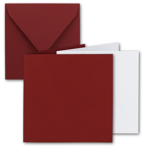 30x Quadratisches Falt-Karten Set - 15 x 15 cm - mit Brief-Umschlägen & Einlegeblättern - Dunkelrot - FarbenFroh by GUSTAV NEUSER