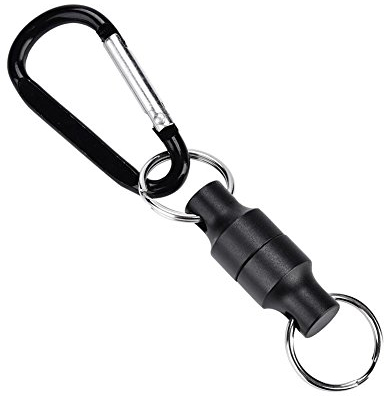 DEWIN Fly Fishing Nets, Magnetic Buckle Magnet Buckle Fly Fishing Magnetic Net Release Clip Hanging Holder Lanyard Clip (Single Black)