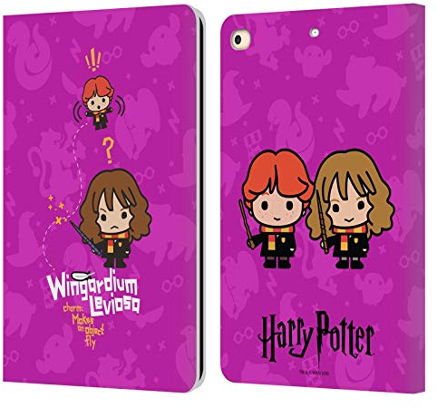 Head Case Designs Offizielle Harry Potter Hermione Ron Zauber Deathly Hallows I Leder Brieftaschen Handyhülle Hülle Huelle kompatibel mit Apple iPad 9.7 2017 / iPad 9.7 2018