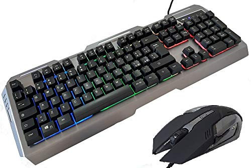 MYKA KM-G1 Gaming-Tastatur und Maus-Set aus Metall, RGB, Aluminium, Hintergrundbeleuchtung, 3200DPI 6D, Aluminium, 7 Farben