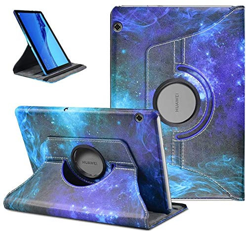 KATUMO 360° Girar Funda para Huawei Mediapad T5 10 Carcasa de PU Cuero Mediapad T5 Case Cover Protectora Carcasa con Stand para Huawei Tablet T5 10 Pulgadas (Cielo Estrellado Azul)