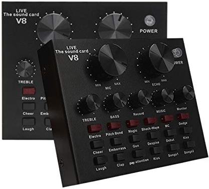 Katigan V8 Sound Karte Audio Set Schnittstelle Externes USB Live Mikrofon Sound Karte Funktion für Computer PC Handy Gesang Aufnahme