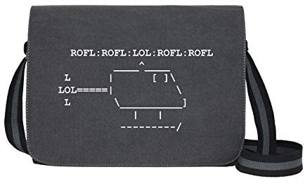 ROFL Copter - Umhängetasche Messenger Bag für Geeks und Nerds mit 5 Fächern - 15.6 Zoll, Schwarz Anthrazit