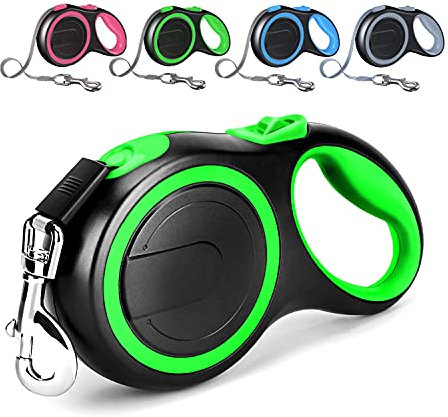 Extendable Dog Lead, Tangle-Free Retractable Dog Lead with Anti-Slip Handle 3m 5m 8m Long Anti Theft Dog Leads Strong Nylon Tape,Suitable for Small Medium Large Dogs Green