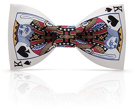 Lanzonia Casino Fliege Herren Lustig Pik König Poker Muster Fliegen für Männer Besonders Lustige Kartenspielen Gemustert Speziell Designfliege für Urlaub Karneval Party Geburtstag