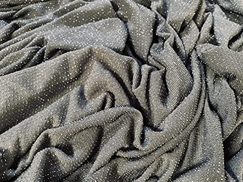 Jersey-Stoff aus Lurex Slinky Spandex (Elasthan), Meterware, Silbergrau
