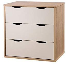Timber Art Design Alton 3 Drawer Chest of Drawers in Sonoma Oak & White Modern Bedroom Furniture