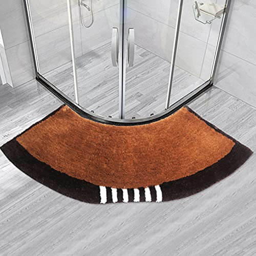 Tapis de Bain Courbé Angle Antidérapant, Tapis Salle de Bain Moelleux Tapis de Douche Arrondi en Quart en Microfibre Arrondi en Forme de Secteur Lavable en Machine pour Douche Baignoire