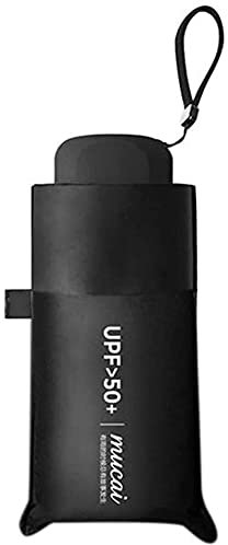 OAICIA Paraguas plegable, mini paraguas resistente al viento, portátil, compacto, protección UV, ligero, fuerte, resistente, paraguas reforzado para hombres y mujeres, Negro, M